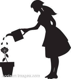 272x300 Silhouette Clipart Image Of A Young Woman Watering A Rose