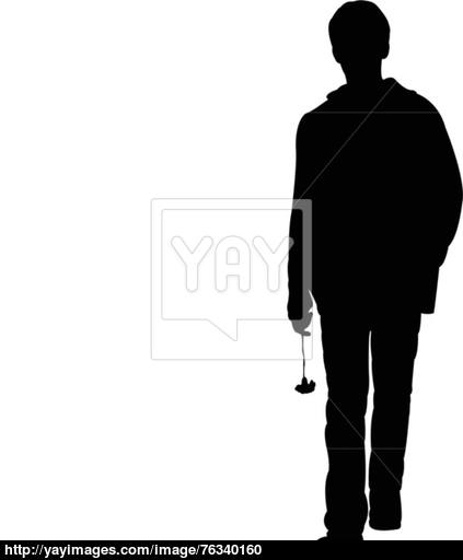 423x512 Walking Young Man With Rose, Silhouette Vector Vector