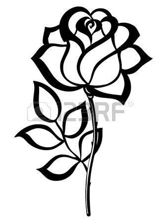 323x450 Black Silhouette Outline Rose Isolated On White Many Similarities