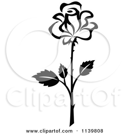 450x470 Clipart Of A Black And White Rose Flower 19