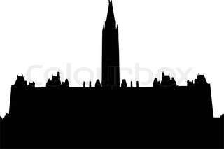 320x213 Vector Silhouette Of Cityscape, Color Strips Amp Waves Stock