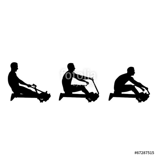 500x500 Man Exercise On Rowing Machine Vector Silhouette Stock Image