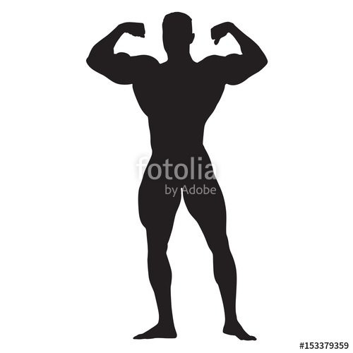 500x500 Posing Bodybuilder Front View, Standing Man With Big Muscles