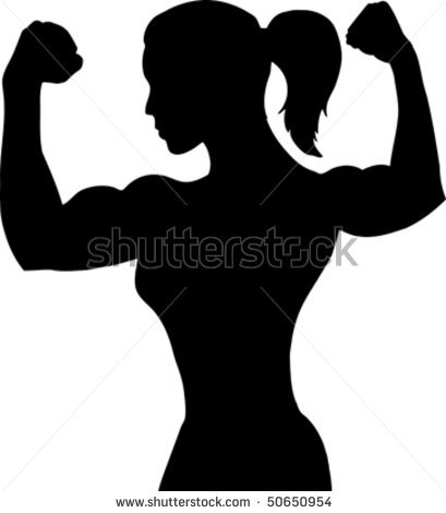 409x470 Bodybuilding Logos Outline Of A Female Bodybuilder Stock Vector