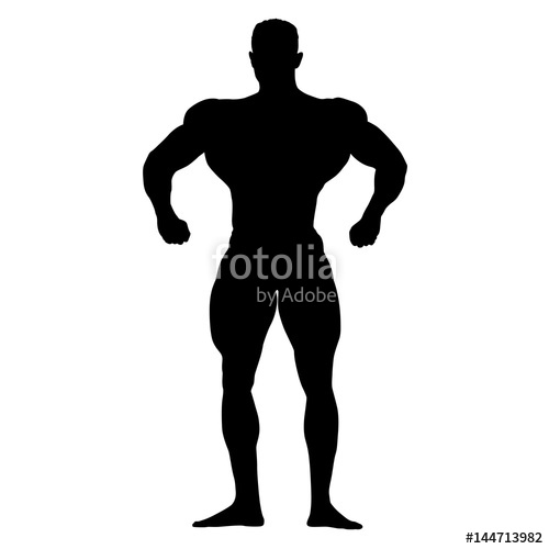 500x500 Bodybuilder Standing And Posing, Vector Silhouette Stock Image