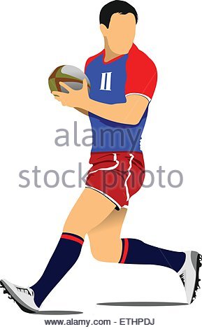 289x470 Rugby Player Silhouette. Vector Illustration Stock Vector Art