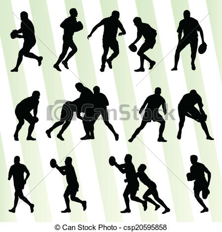 450x469 Rugby Player Man Silhouette Vector Background Set For Poster