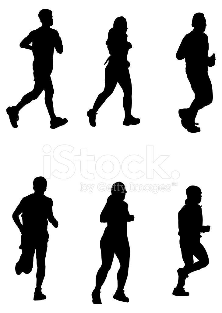 729x1024 Running For It! (Vector Drawing, Silhouette, Jog, Run) Stock