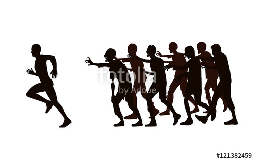 500x316 Silhouette Vector Runner Run Away From Zombie Group Isolated