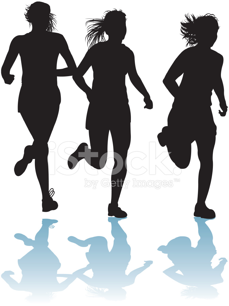 768x1024 Girls Running Track Meet, Cross Country Stock Vector