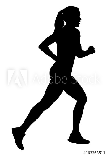 346x500 Girl Athlete Runner Running Side View Black Silhouette