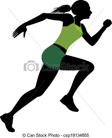 383x470 Female Runner. Silhouette Of A Running Woman, Vector Clipart