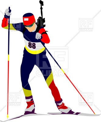332x400 Silhouette Of Biathlon Runner Royalty Free Vector Clip Art Image