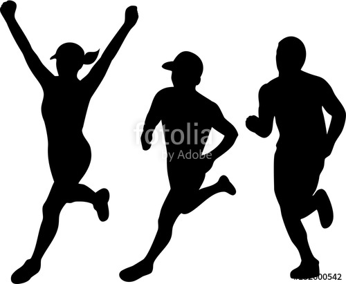 500x411 Marathon Runners Silhouette Collection Set Stock Image