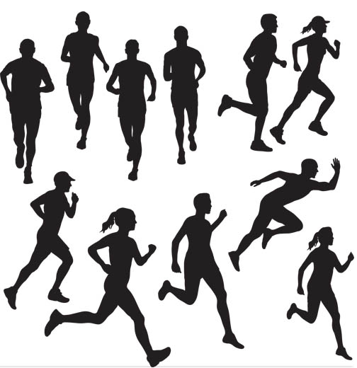504x520 Runners Silhouettes Vector Silhouettes Vector Free Download