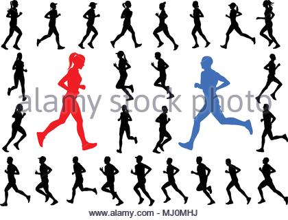 420x320 Female Marathon Runners Silhouettes