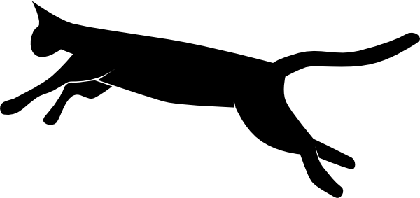 600x283 Jumping Leaping Cat Clip Art