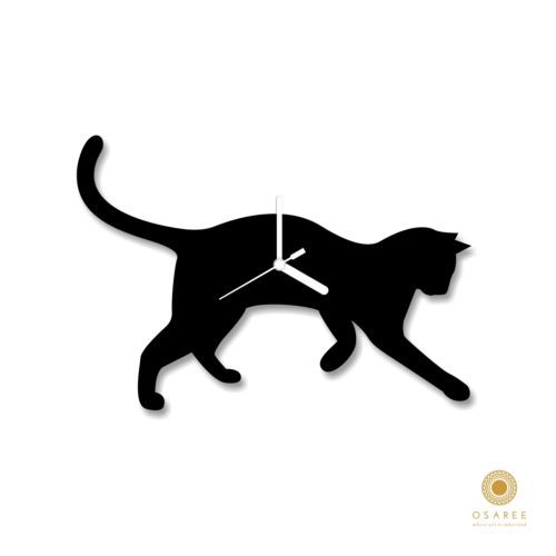 500x500 Running Funny Actions Cat Silhouette Animal Design Wall Clock