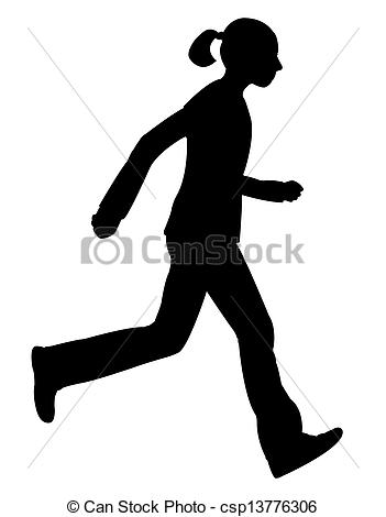 351x470 Running Teenage Girl Silhouette Stock Photography