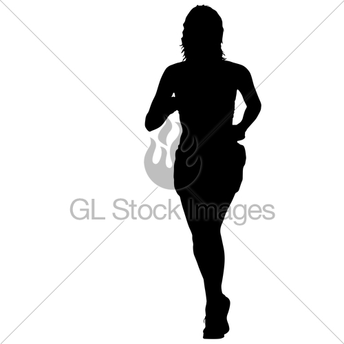500x500 Silhouette Of Running Girl On White Background Gl Stock Images