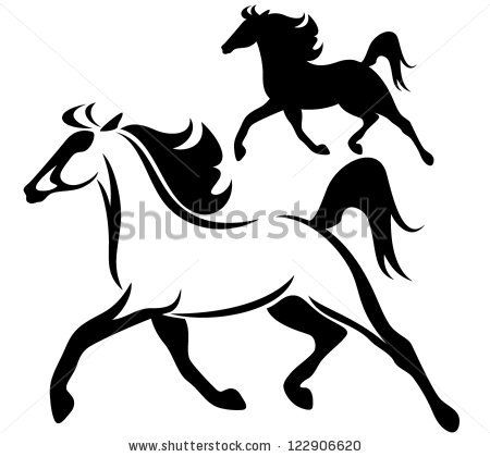 450x420 Running Horse Silhouette Tattoo Running Horse Black And White