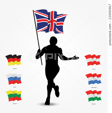 446x450 Running Man Silhouette With Flag In His Hand.