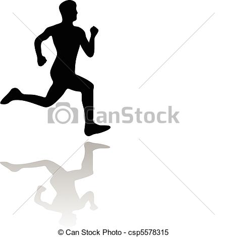450x470 Running Man Vector Silhouette Isolated On White Clipart Vector
