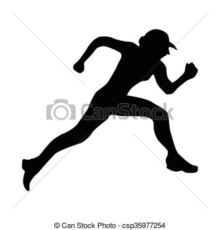 450x470 Running Silhouette Black Isolated On White Background Clipart