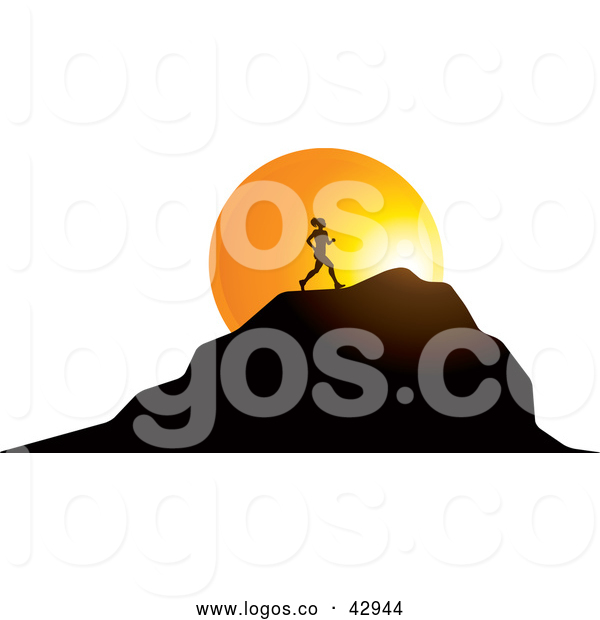 600x620 Logo Of A Silhouetted Girl Running Up Steep Mountain During Sunset