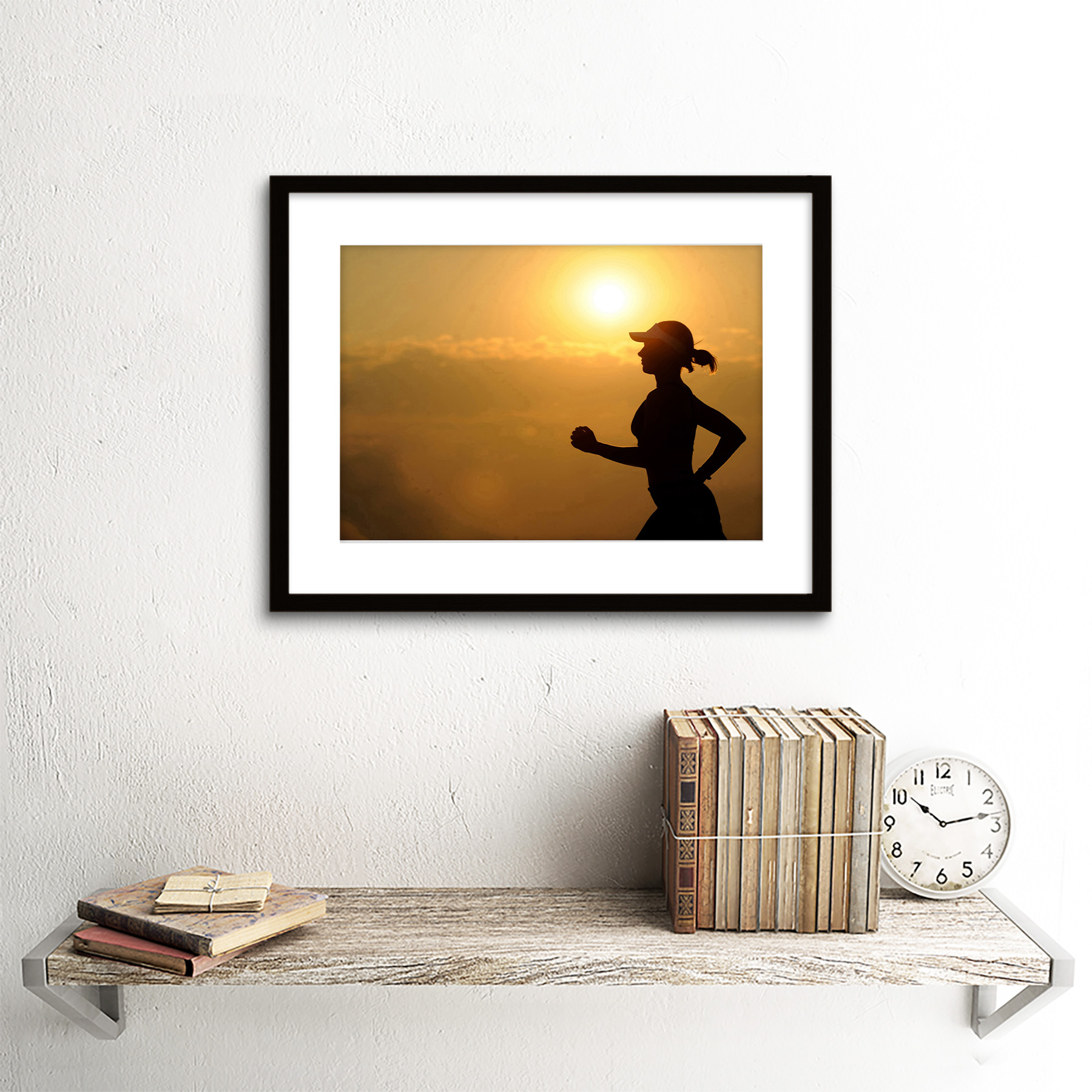 1800x1800 Sport Running Girl Silhouette Sunset Sun Framed Print F12x6443 Ebay