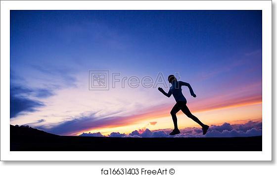 560x355 Free Art Print Of Female Runner Silhouette, Running Into Sunset