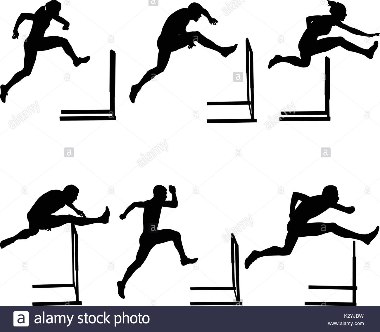 1300x1137 Set Athletics Running Hurdles Black Silhouette. Vector