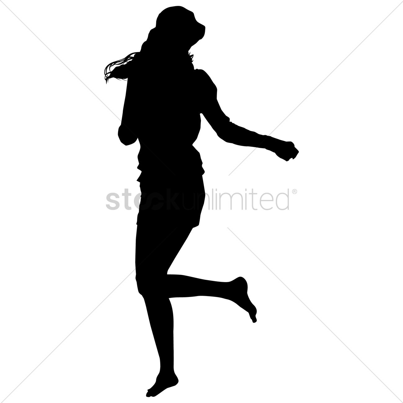 1300x1300 Silhouette Girl Running Vector Image