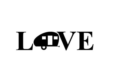 479x342 Vinyl Decal, Rv, Teardrop Camper Silhouette Love Rv, Travel