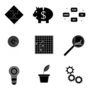 300x300 Black Silhouette Business Icons. Analysis And Tactic Productivity