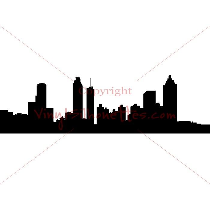 700x700 Atlanta Georgia Skyline Silhouette, Cityscape Vinyl Decal, Wall