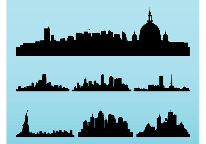 700x490 Cityscapes Silhouettes Set