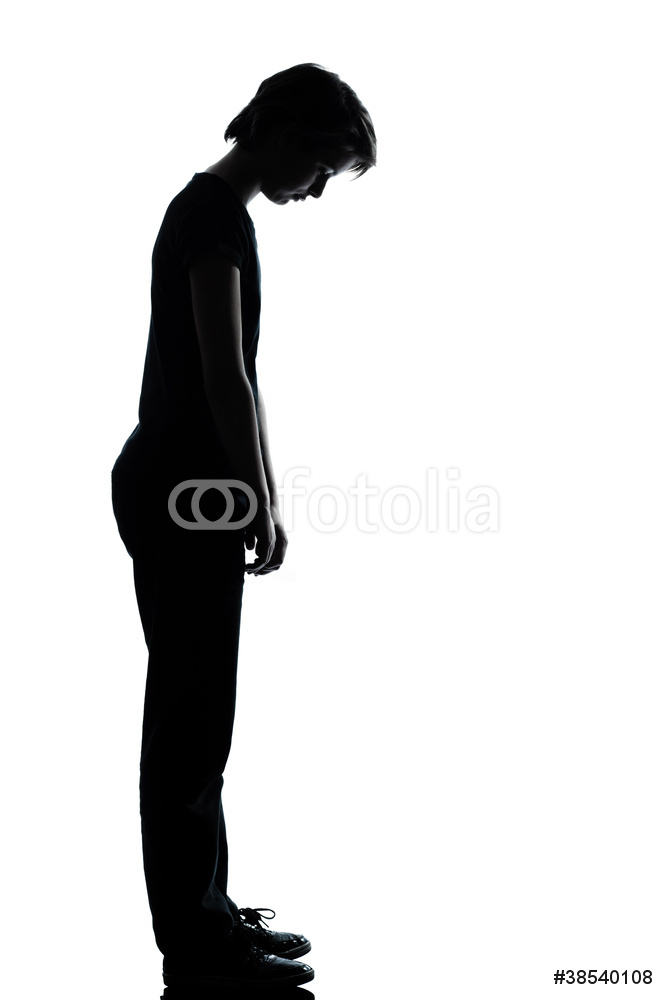 667x1000 One Young Teenager Boy Or Girl Sad Looking Down Silhouette Wall
