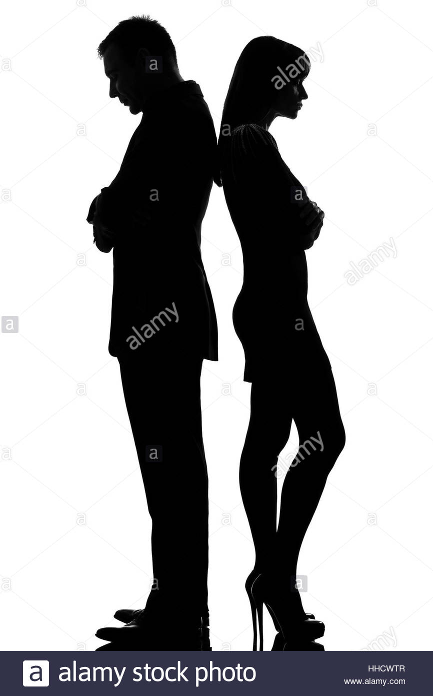 866x1390 One Caucasian Couple Standing Back To Back Man And Woman Sad