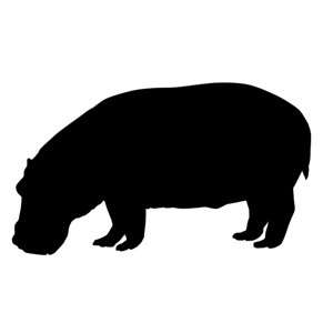 300x300 Hippopotamus Silhouette Wall Decals (Safari Animal Decor
