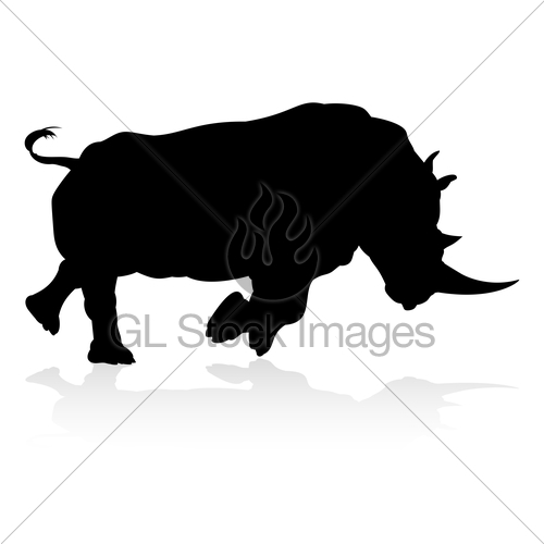 500x500 Rhino Animal Silhouette Gl Stock Images