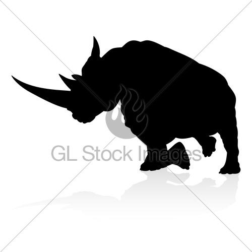 500x500 Rhino Animal Silhouette Gl Stock Images