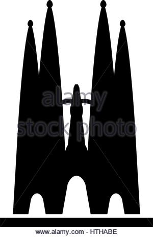 300x464 Sagrada Familia Icon Illustrated On A White Background In Vector