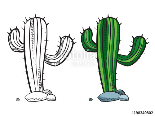 500x375 Hand Drawn Cactus Silhouette