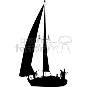 300x300 Royalty Free Sailboat Silhouette With People 394853 Vector Clip