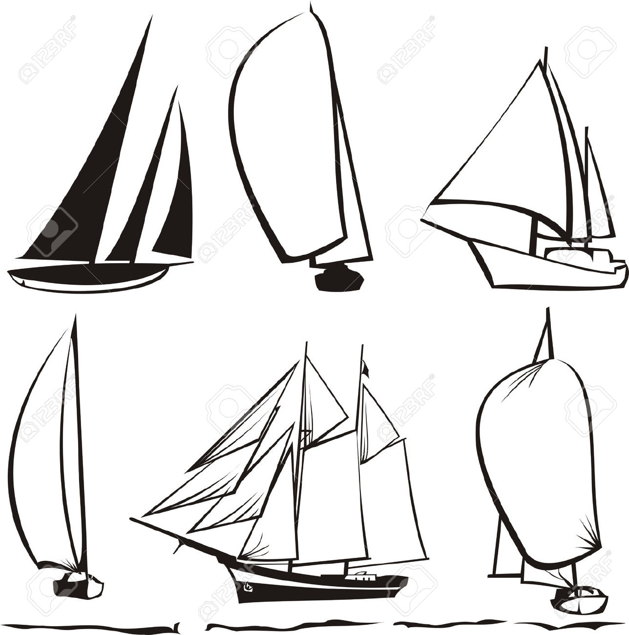1288x1300 Drawn Sailing Silhouette