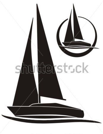 347x450 Silhouette Of Sailboat, Vector Sign For Clip Arts