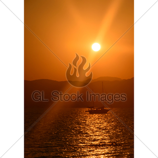 325x325 Romantic Sunset With Silhouette Of Yacht Gl Stock Images