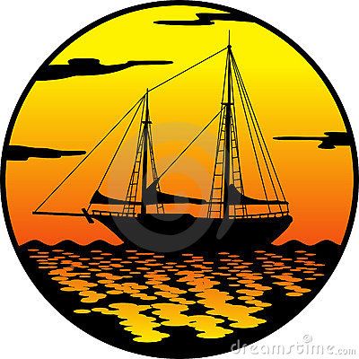 400x400 Ship Silhouette Facing The Sunset Coffee
