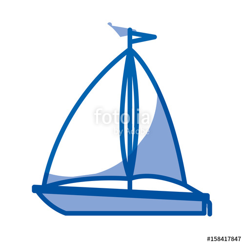500x500 Blue Shading Silhouette Of Sailboat Icon Vector Illustration